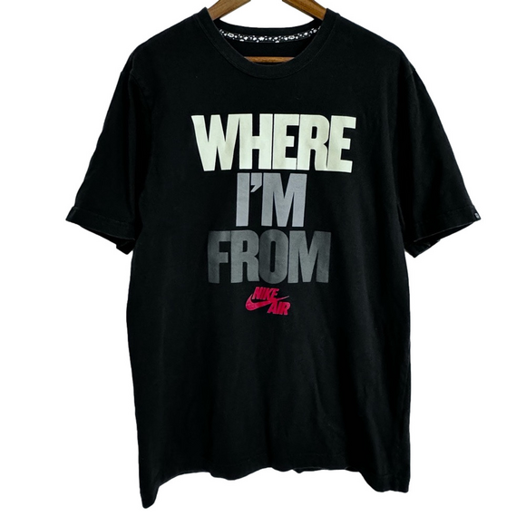 Nike Air Men’s Regular Fit “Where I’m From” Black T-shirt Size Large - Picture 1 of 7